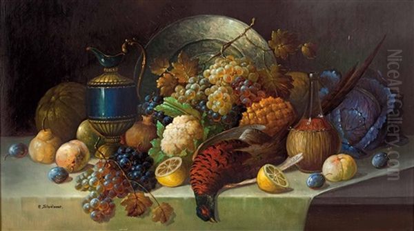 Groses Stillleben Mit Obst, Rebhuhn Und Gefasen - view 1