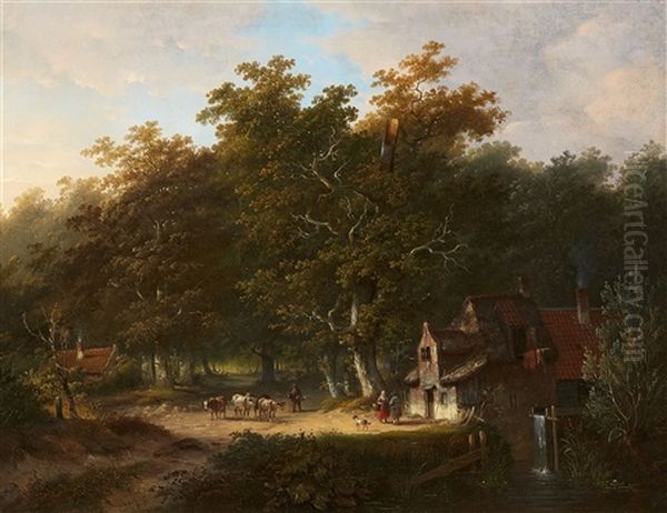 Wooded Landscape With Cottages - view 1