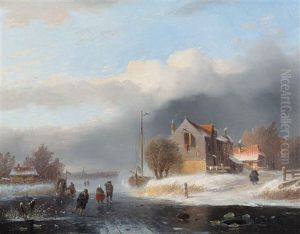 Icescape With Skaters And Koek-en-zopie Stand