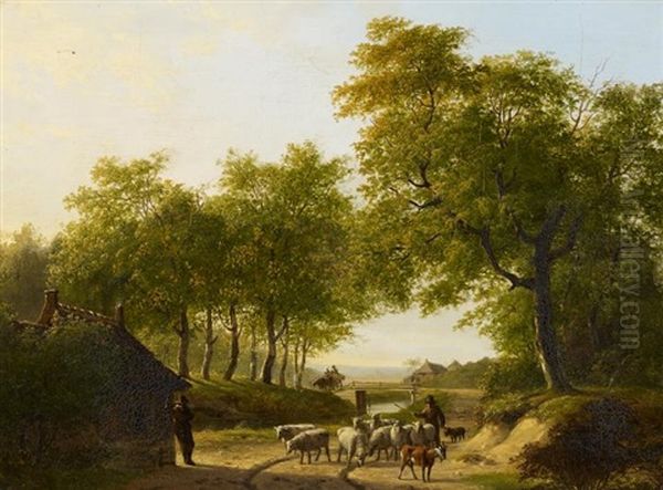 Dorfweg Mit Schafherde - view 1