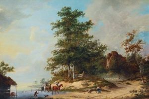 Horsemen In Front Of A Castle Ruin