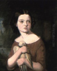 Portrait Of A Young Girl With A Pigeon by James Stokeld