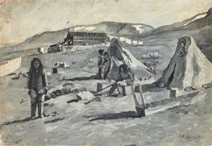 Head Of Mccormick Bay, Showing Point Where Peary Made The Ascent To The Ice-cap Of Greenland, Peary Relief Expedition by Frank Wilbert Stokes