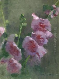 Study Of Hollyhocks by Marianne Stokes