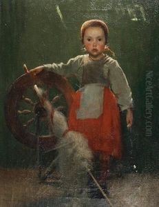 Young Girl With A Spinning Wheel