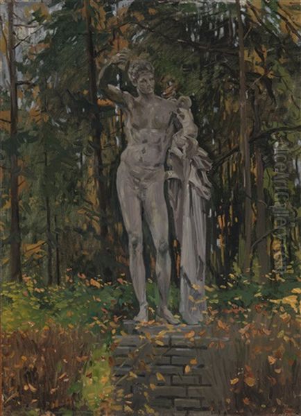 Statue Of Hermes In A Garden - view 1