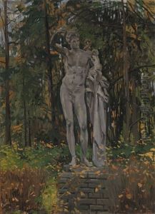 Statue Of Hermes In A Garden