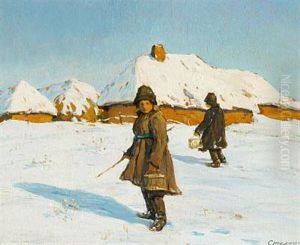 Bird Catchers by Evgeniy Ivanovich Stolitsa