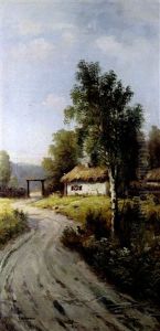 Der Dorfweg by Evgeniy Ivanovich Stolitsa