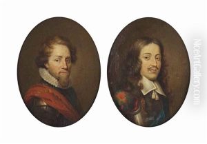 Portrait Of Prince Maurits (1576-1625), Bust-length, In Armour With A White Collar And An Orange Sash; And Portrait Of Prince Willem Ii (1626-1650), Bust-length, In Armour With A Flat White Collar With Tassels And A Blue Sash by Jan Stolker