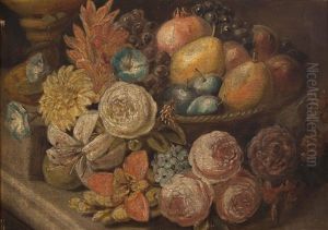 Stillleben Mit Obst Und Blumen by Leopold von Stoll