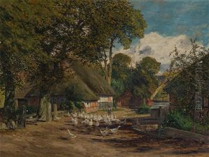 Village Road In Autumn by Fritz Stoltenberg