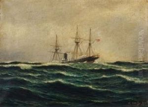 Besegelter Dampfer "asseretefix" Unter Turkischer Flagge by Fritz Stoltenberg