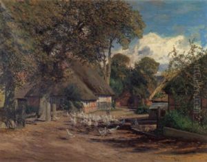 Dorfstrase Im Herbst by Fritz Stoltenberg