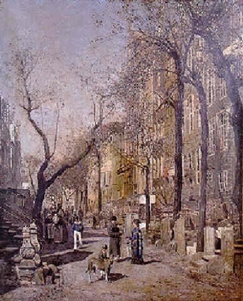 Figures In A Sunlit Street, Amsterdam - view 1