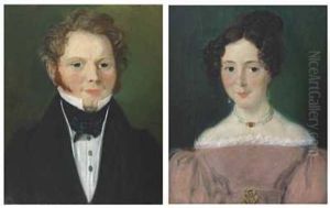 Portrett Av Mann (+ Portrett Av Kvinne, 1835; Pair) by Matthias Stoltenberg