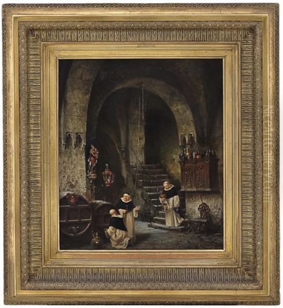 Monks In A Wine Cellar - view 1