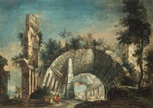 Capriccio Mit Romischen Ruinen (+ Another; Pair) by Antonio Stom