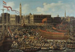 Venise, Le Molo Et Le Bassin San Marco Le Jour De L"ascension by Matteo Stom