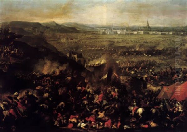 The Siege Of Vienna (1684) With Turks Fighting Christian Forces In The Foreground - view 1