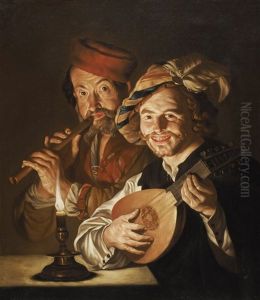 Musikanten Bei Kerzenlicht by Matthias Stom