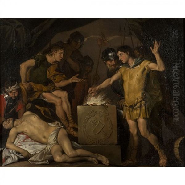 Mucius Scaevola Menacant Porsenna Apres Avoir Tue Son Secretaire - view 1