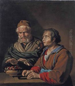 Un Couple De Vieillards Se Rechauffant Aupres D'un Brasero (collab. W/studio) by Matthias Stom