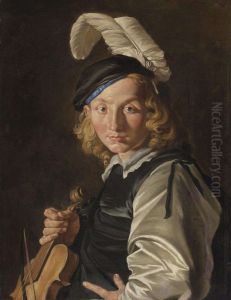 Young Man With A Fiddle by Matthias Stom