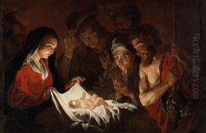 Adoration Of The Shepherds by Mathaeus Stomer the Elder