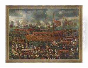 Venice, The Doge In The Bucintoro Departing For San Nicolo Di Lido On Ascension Day by Mathaeus Stomer the Elder