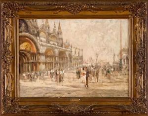 Piazza San Marco Con Figure by Italico Brass