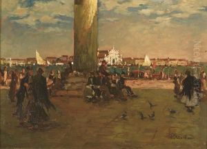 Popolani Presso La Colonna Di San Marco by Italico Brass