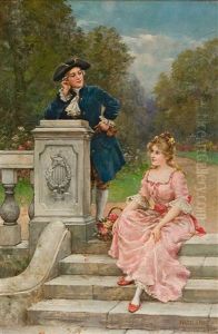 Ungt Par I Blommande Tradgard by Marcus Stone