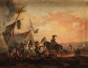 Campamento Militar Con Soldados Bebiendo En El Cerf Blanc by Dirk Stoop