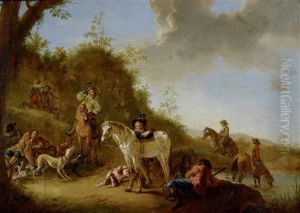 Jagdgesellschaft Bei Der Rast by Dirk Stoop