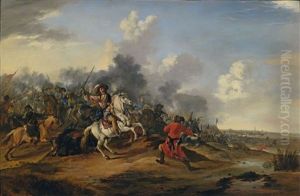 A Battle Scene Between Christians And Ottomans by Dirk Stoop