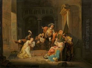Guardroom Scene: The Guards Ignore A Crying Lady by Maerten Stoop