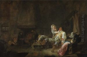 Ein Offizier Shakert Mit Einem Madchen by Maerten Stoop