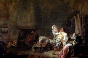 Ein Offizier Schakert Mit Einem Madchen by Maerten Stoop
