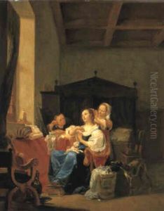 Interieur Mit Einer Jungen Frau, Die Von Einer Magd Geschm_ckt Wird Interieur Mit Einer Jungen Frau, Die Von Einer Magd Geschm_ckt Wird