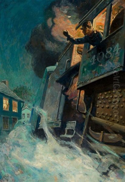 Locomotive At Night - view 1
