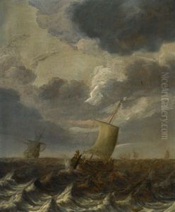 Ships On Choppy Waters by Cornelis Leonardsz Stooter