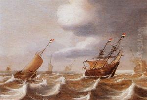 Shipping In Choppy Waters by Cornelis Leonardsz Stooter