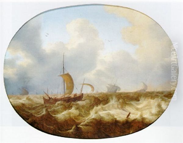 A Smalschip Running Before The Wind Offshore As A Storm Approaches - view 1