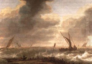 Fischerboote Auf Bewegter See by Cornelis Leonardsz Stooter