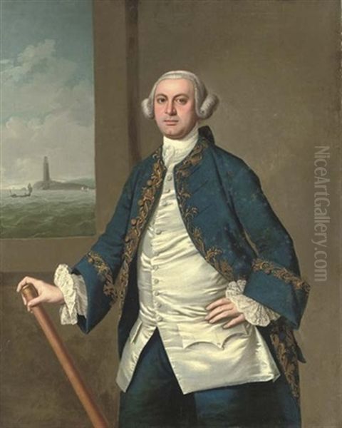 Portrait Of Admiral Sir Walter Stirling Of Faskine, Commander In Chief At The Nore, When A Naval Lieutenant, In Naval Uniform, Holding A Telescope - view 1