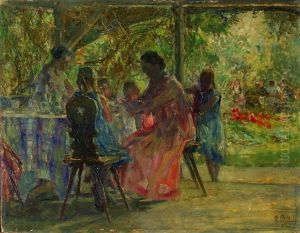 Familie In Der Laube by Karl Storch the Elder