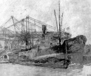 Kohlenhafen In Rotterdam by Karl Storch the Elder