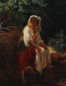 A Young Italian Lady Doing Her Laundry