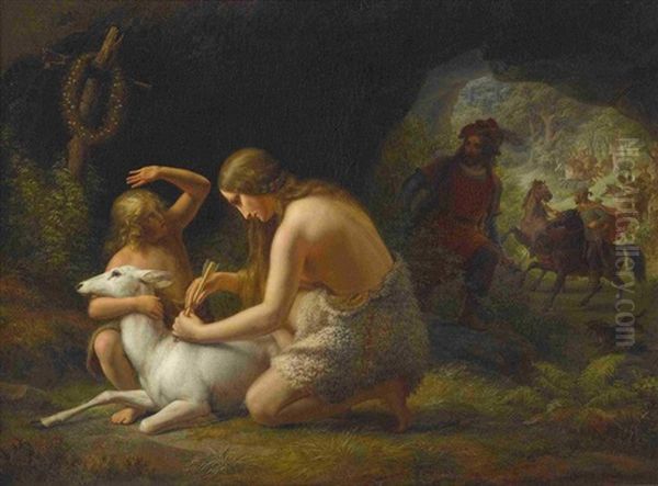 Genoveva Von Brabant Mit Ihrem Sohn In Der Waldeinsamkeit - view 1